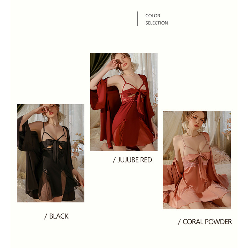 REBEYULI seksikad öömantli komplektid 2023. aasta kevad-suvised seksikad seljata terassõrmustega öökleidid Seksikas magamisriiete hommikumantli naiste kodukomplekt