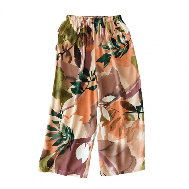 Női nadrágok Otthoni ruhák Nyári rövidnadrágok Virágmintás széles szárú nadrágkosztümök Hálóruhák Nagy méretű Alsónadrágok Nappali viselet