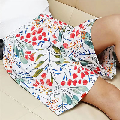 2023. gada vasaras sieviešu pidžamas šorti Kokvilnas un ziedu apdrukas šorti, brīvi pludmales apakšai mājas bikses Ērti atpūtas šorti.