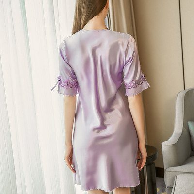 Καλοκαιρινό νέο στυλ Γυναικείες πιτζάμες Ice Silk λεπτό κοντομάνικο νυχτικό με λαιμόκοψη V Κορεάτικη απομίμηση μετάξι σέξι γυναικεία ρούχα για το σπίτι