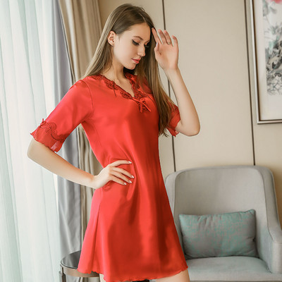 Καλοκαιρινό νέο στυλ Γυναικείες πιτζάμες Ice Silk λεπτό κοντομάνικο νυχτικό με λαιμόκοψη V Κορεάτικη απομίμηση μετάξι σέξι γυναικεία ρούχα για το σπίτι