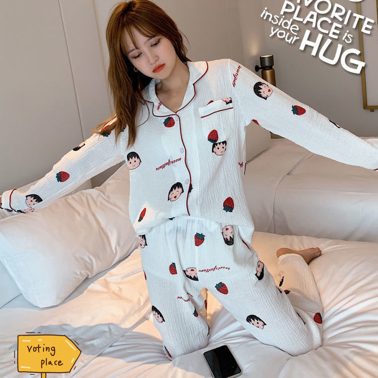 Pidžamu komplekti ķemmējama kokvilna Sievietēm Drukāt Jauki Meitenes Visi spēles Apkakles Apkakle Retro Vintage Ulzzang Jauna Estētiska Māja
