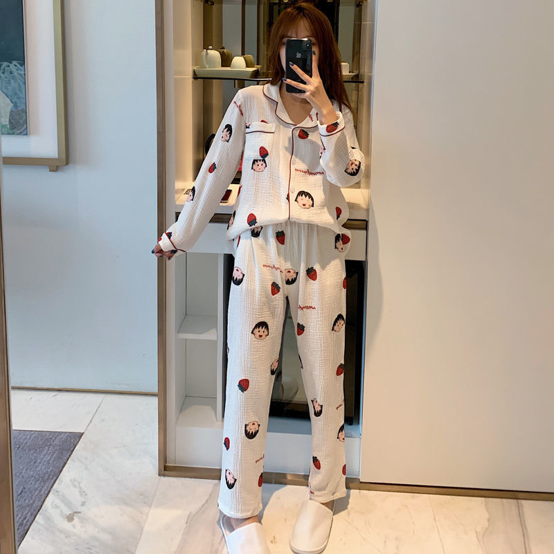 Pidžamu komplekti ķemmējama kokvilna Sievietēm Drukāt Jauki Meitenes Visi spēles Apkakles Apkakle Retro Vintage Ulzzang Jauna Estētiska Māja
