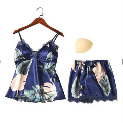 Jauns zīda pidžamas komplekts Sieviešu naktsveļa Vasaras pidžamas Sieviešu seksīga apakšveļa Mājas apģērbs Ziedu pidžamas Sieviešu komplekts Seksīgs naktsveļa