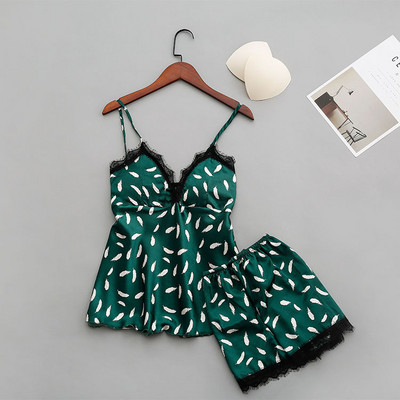 Jauns zīda pidžamas komplekts Sieviešu naktsveļa Vasaras pidžamas Sieviešu seksīga apakšveļa Mājas apģērbs Ziedu pidžamas Sieviešu komplekts Seksīgs naktsveļa