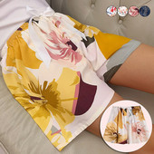 2023 nyári női pizsama rövidnadrág Pamut virágos nyomat rövidnadrág Bő strand alsó nadrág Otthoni nadrág Kényelmes nappali alsó rövidnadrág