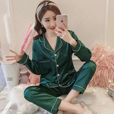 Liela izmēra zīda pidžamas Sieviešu masīva, jauka pidžama sievietēm vasaras naktsveļa pidžamas divdaļīgs komplekts Satīna zīda pidžamas atpūtas apģērbs