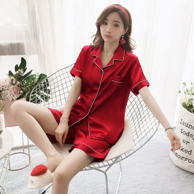 Liela izmēra zīda pidžamas Sieviešu masīva, jauka pidžama sievietēm vasaras naktsveļa pidžamas divdaļīgs komplekts Satīna zīda pidžamas atpūtas apģērbs