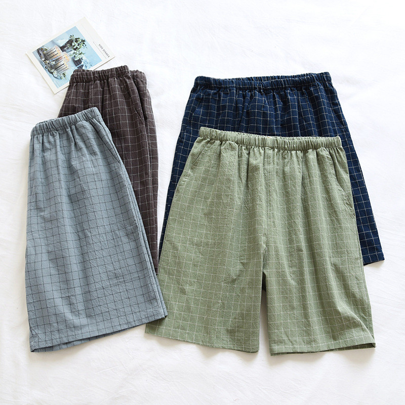 Ljetne tanke pamučne donje hlače za parove Široke kućne kratke hlače Ženske i muške karirane salonske kratke hlače za spavanje Odjeća za spavanje 2021.