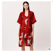 Σατέν Άνοιξη Καλοκαίρι 2 Νύχτες Μεταξωτές Πυτζάμες Ρόμπες Γυναικεία Σετ Φόρεμα Lounge Piece Gown Σετ Νυχτερινές πιτζάμες Νυχτικά