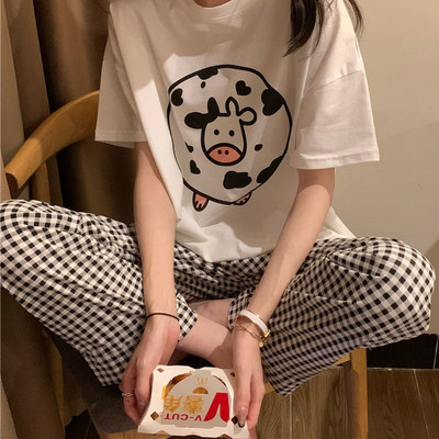 Donje hlače za spavanje Ženske karirane jednostavne labave udobne kućne spavaćice Trendovske studentske do gležnja ženske salonski korejski stil Popularno