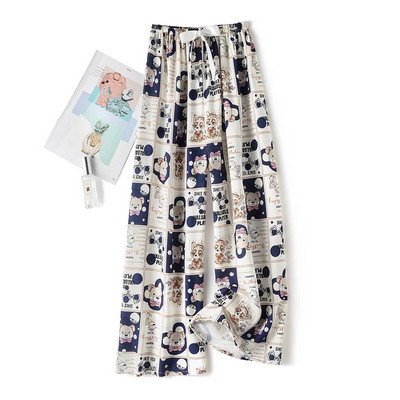 Női Alkalmi nadrág Nyári Strand divat Nyomtatás Széles szárú nadrág Pamut Puha, bő hálónadrág Pizsama nadrág ouc1023