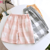 2022 nyári női alvó rövidnadrág pamut géz pizsama nadrág kockás alvó alsó ruházat alvó női társalgó hálóruha