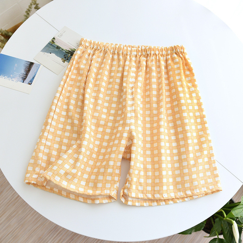 2022 nyári női alvó rövidnadrág pamut géz pizsama nadrág kockás alvó alsó ruházat alvó női társalgó hálóruha