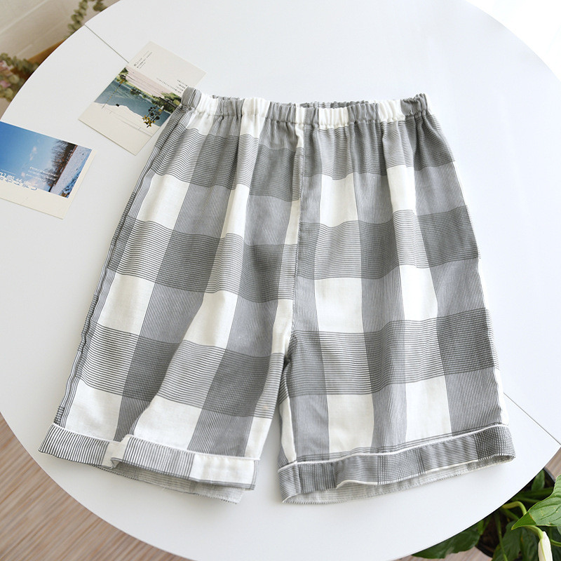 2022 nyári női alvó rövidnadrág pamut géz pizsama nadrág kockás alvó alsó ruházat alvó női társalgó hálóruha