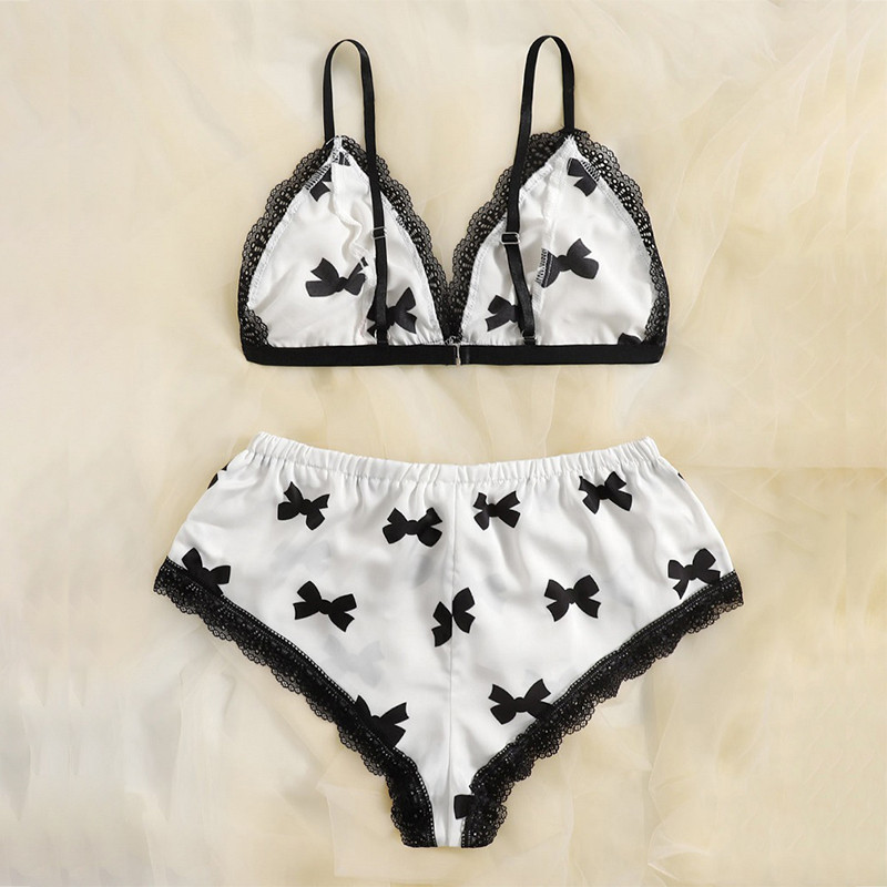 Jauni pidžamu komplekti sievietēm Seksīgi mežģīņu satīna pidžamu komplekti Naktsveļa bezpiedurkņu krūštura topi+šorti, 2 gab. komplekti Bowknots sieviešu guļambikses