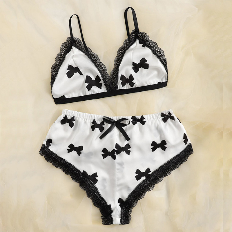 Jauni pidžamu komplekti sievietēm Seksīgi mežģīņu satīna pidžamu komplekti Naktsveļa bezpiedurkņu krūštura topi+šorti, 2 gab. komplekti Bowknots sieviešu guļambikses