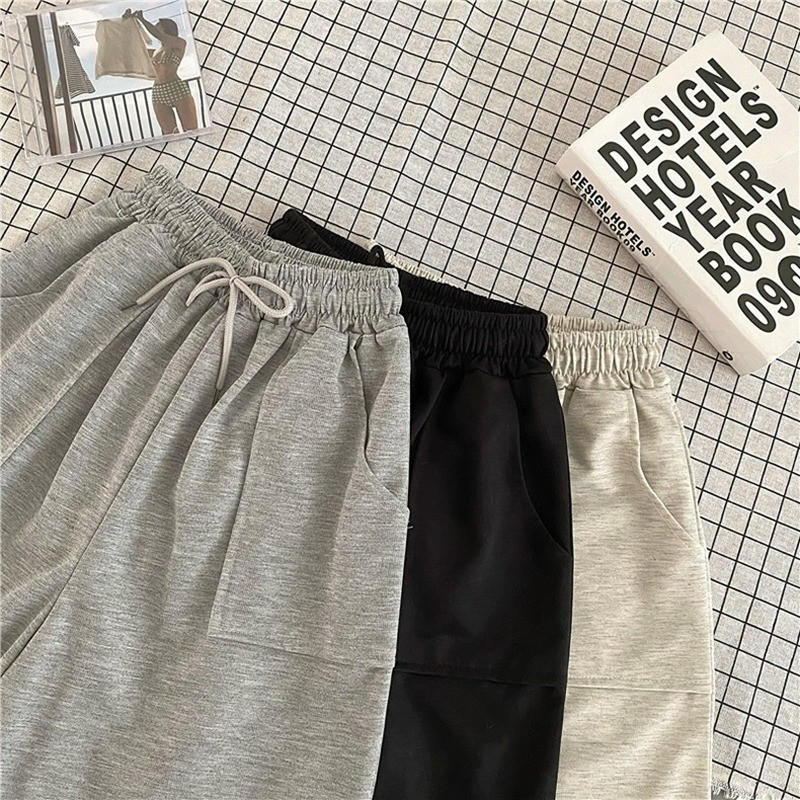 Szilárd alvó alsó, bő, széles láb Egyszerű, alkalmi rövidnadrág Rugalmas derékrész Nyáron Vékony Beach Napi melegítőnadrág Mindenre alkalmas zsebek Elegáns