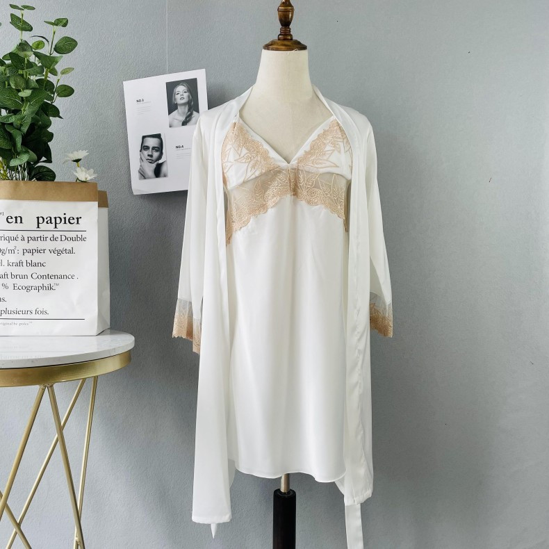 Letné sexy čipkované kvetinové dámske župany, súpravy 2 ks, umelé kimono, nočná košeľa s dlhým rukávom, spodná bielizeň, pyžamá, domáce obliekanie