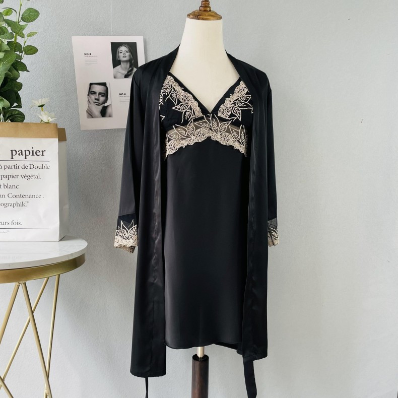 Letné sexy čipkované kvetinové dámske župany, súpravy 2 ks, umelé kimono, nočná košeľa s dlhým rukávom, spodná bielizeň, pyžamá, domáce obliekanie