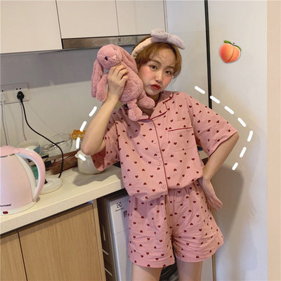 Pižamų rinkiniai pavasario rudeniniai pagrindiniai minkšti Kawaii spaudiniai Ulzzang Fashion Ladies Sleepwear College Oversize Populiarūs moteriški namų drabužiai Prašmatnus