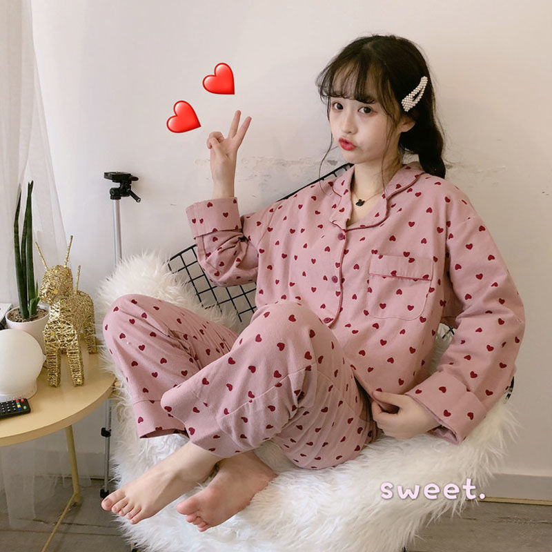 Pižamų rinkiniai pavasario rudeniniai pagrindiniai minkšti Kawaii spaudiniai Ulzzang Fashion Ladies Sleepwear College Oversize Populiarūs moteriški namų drabužiai Prašmatnus