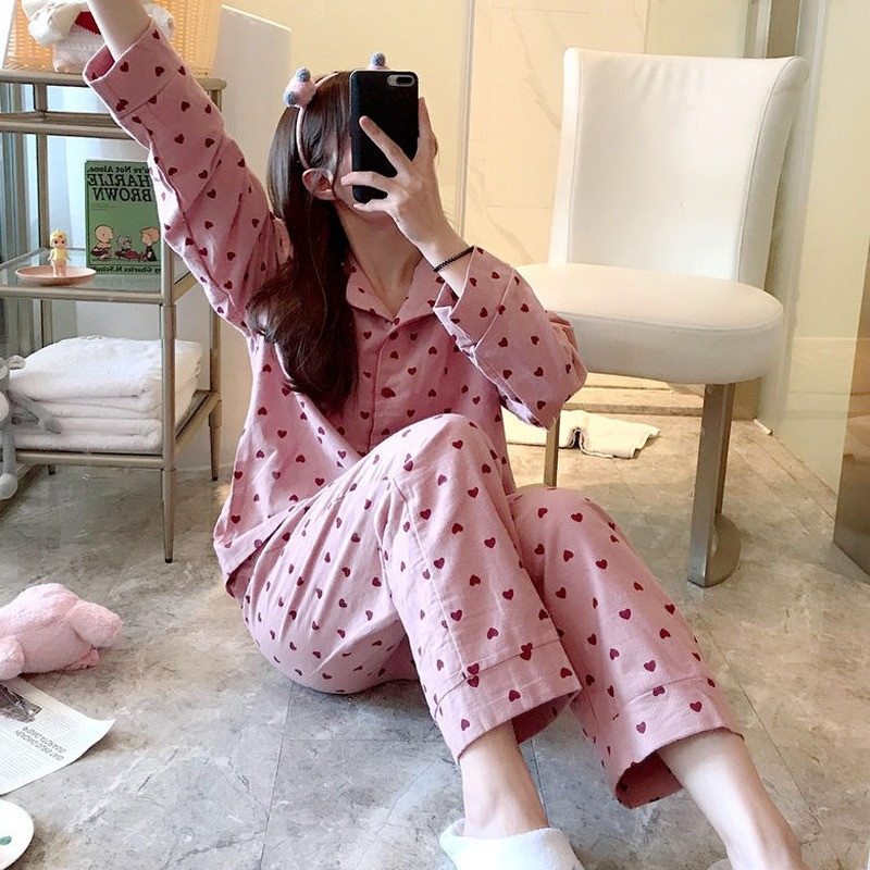 Pižamų rinkiniai pavasario rudeniniai pagrindiniai minkšti Kawaii spaudiniai Ulzzang Fashion Ladies Sleepwear College Oversize Populiarūs moteriški namų drabužiai Prašmatnus