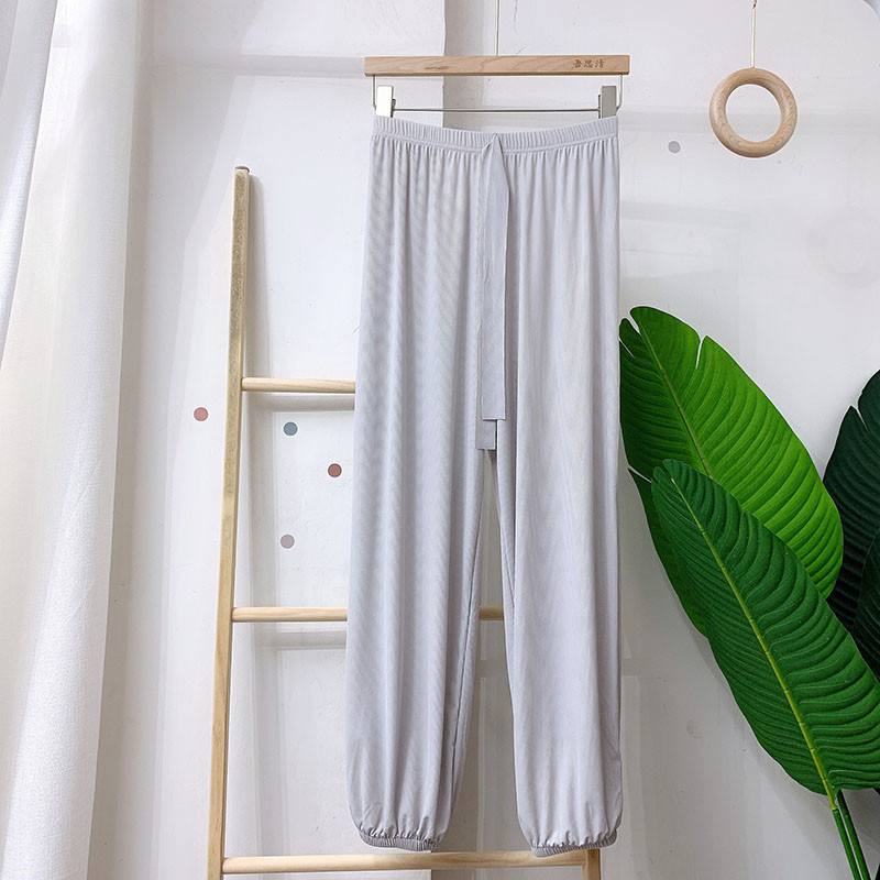 Sanderala Sieviešu ledus zīda miega bikses elastīgas jostasvietas Fitness mājas apģērbs Trikotāžas apakšā, cieta aukliņa brīva ikdienas apakšveļa