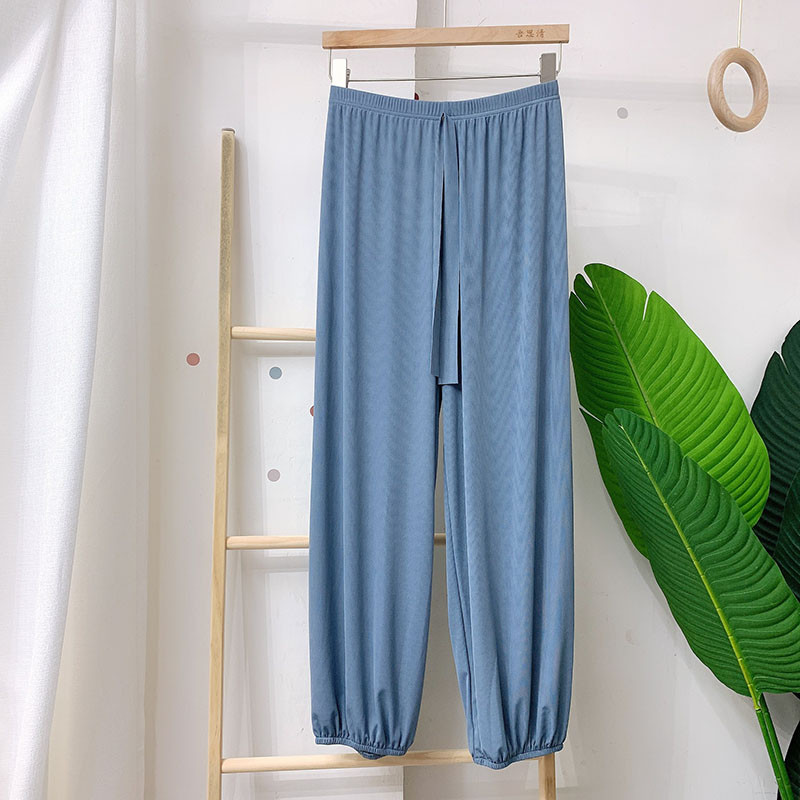 Sanderala Sieviešu ledus zīda miega bikses elastīgas jostasvietas Fitness mājas apģērbs Trikotāžas apakšā, cieta aukliņa brīva ikdienas apakšveļa