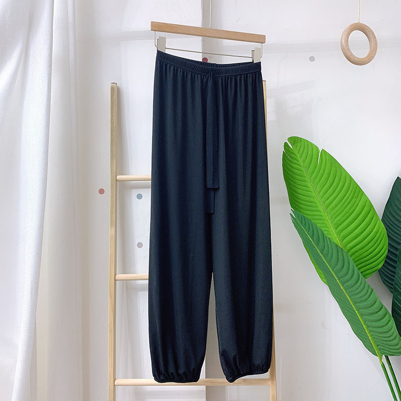 Sanderala Sieviešu ledus zīda miega bikses elastīgas jostasvietas Fitness mājas apģērbs Trikotāžas apakšā, cieta aukliņa brīva ikdienas apakšveļa