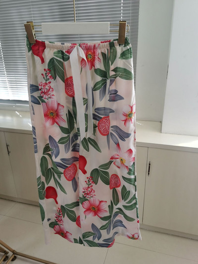 Sieviešu brīvas, platas bikses Vasaras apdruka, aukliņa Sieviešu guļamvietas, kokvilnas apdruka Mājas bikses Liela izmēra mīkstas pidžamas bikses