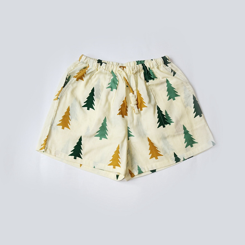 Poros pižamos Vasariniai medvilniniai marlės šortai Japoniško stiliaus paprastas elastingas juosmuo Atsitiktinis didelio dydžio tinklelio vyriškos ir moteriškos namų kelnės