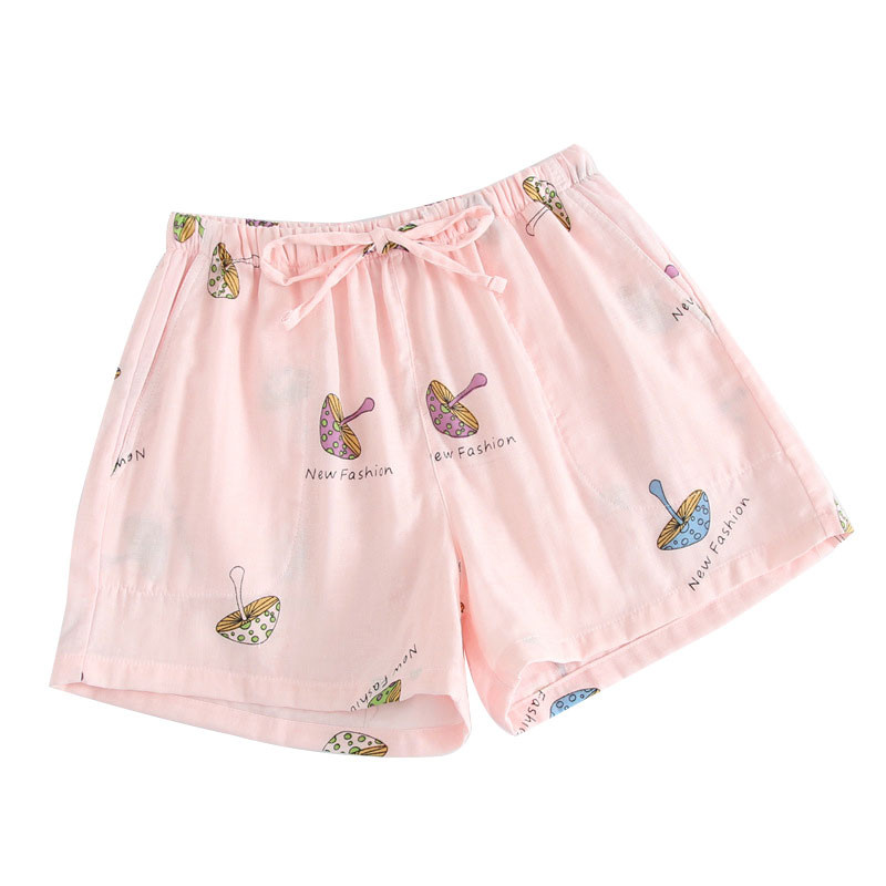 Poros pižamos Vasariniai medvilniniai marlės šortai Japoniško stiliaus paprastas elastingas juosmuo Atsitiktinis didelio dydžio tinklelio vyriškos ir moteriškos namų kelnės