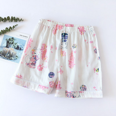 Sweet Girl Print Virágos hálóruha Alkalmi női pizsama rövidnadrág divatos pamut nappali viselet nyári női alsó szexi pizsama nadrág