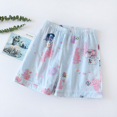 Sweet Girl Print Virágos hálóruha Alkalmi női pizsama rövidnadrág divatos pamut nappali viselet nyári női alsó szexi pizsama nadrág