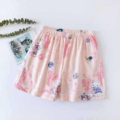 Sweet Girl Print Virágos hálóruha Alkalmi női pizsama rövidnadrág divatos pamut nappali viselet nyári női alsó szexi pizsama nadrág