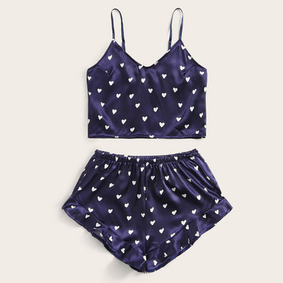 Seksīgas sieviešu pidžamas ar V veida kakla izgriezumu zīda satīna pidžamu komplekts Apakšveļa Mežģīnes Gultasveļa Šorti bez piedurknēm pidžamas atpūtas apģērba divdaļīgs komplekts