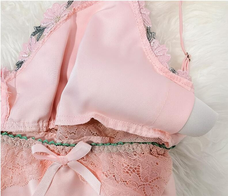 Dvodijelna kimono haljina Ogrtač i spavaćica Odijelo Ženska seksi odjeća za spavanje Satenski ogrtač za kupanje Mekano intimno donje rublje Čipkani ukras Komplet kućne odjeće