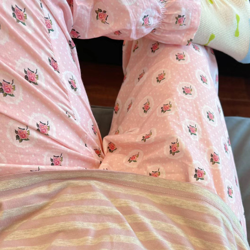 Alsó alsó, édes, laza M-7XL divat, egyszerű, virágos, mindennapi szabadidő koreai stílusú tavaszi női, rugalmas derékrész