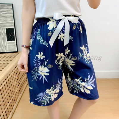 Nyári női alvónadrágok pamut pizsama nadrágok, virágmintás, tengerparti alsók alvó ruházat otthoni nadrágok női társalgó hálóruha