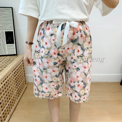 Nyári női alvónadrágok pamut pizsama nadrágok, virágmintás, tengerparti alsók alvó ruházat otthoni nadrágok női társalgó hálóruha