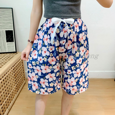 Nyári női alvónadrágok pamut pizsama nadrágok, virágmintás, tengerparti alsók alvó ruházat otthoni nadrágok női társalgó hálóruha