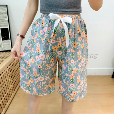 Nyári női alvónadrágok pamut pizsama nadrágok, virágmintás, tengerparti alsók alvó ruházat otthoni nadrágok női társalgó hálóruha