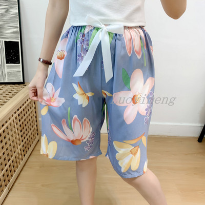 Nyári női alvónadrágok pamut pizsama nadrágok, virágmintás, tengerparti alsók alvó ruházat otthoni nadrágok női társalgó hálóruha