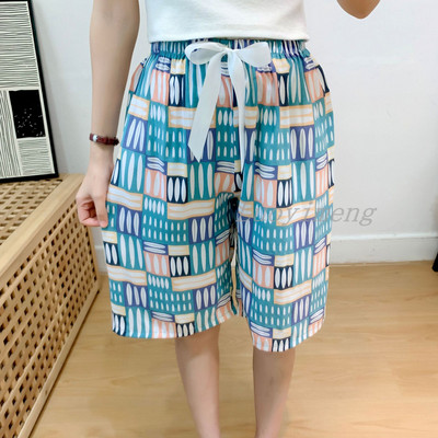 Nyári női alvónadrágok pamut pizsama nadrágok, virágmintás, tengerparti alsók alvó ruházat otthoni nadrágok női társalgó hálóruha