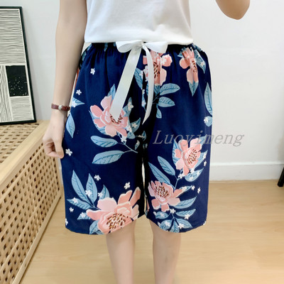 Nyári női alvónadrágok pamut pizsama nadrágok, virágmintás, tengerparti alsók alvó ruházat otthoni nadrágok női társalgó hálóruha
