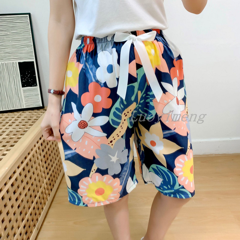 Nyári női alvónadrágok pamut pizsama nadrágok, virágmintás, tengerparti alsók alvó ruházat otthoni nadrágok női társalgó hálóruha