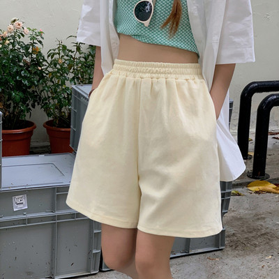 Női alvó alsó masszív, egyszerű, laza, magas, elasztikus derékú rövidnadrágok Elegáns retro hangulatos Harajuku Menő utcai ruházat tiniknek