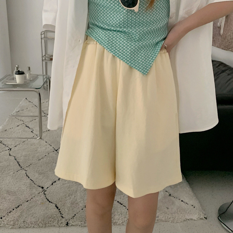 Női alvó alsó masszív, egyszerű, laza, magas, elasztikus derékú rövidnadrágok Elegáns retro hangulatos Harajuku Menő utcai ruházat tiniknek