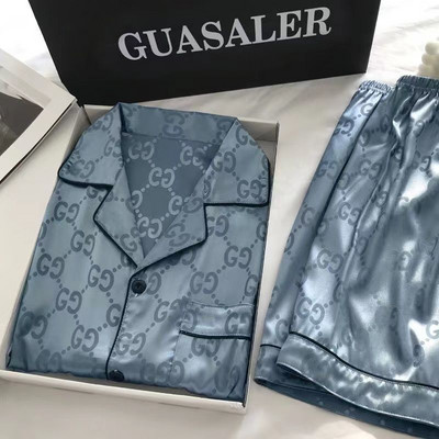 Luxus női pizsama, 2 részes, rövid ujjú, lehajtható galléros felsők Zsebek Alkalmi éjszakai öltöny rövidnadrággal 2022. nyár